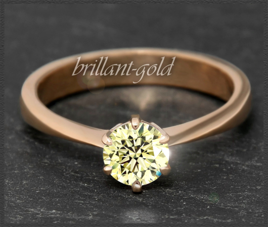 Brillant Ring 585 Gold; 0,72ct, zart gelb & Si1